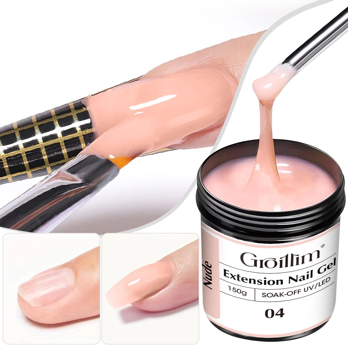 

Гель для наращивания ногтей большой емкости 150 г, самовыравнивающийся, твердящийся, телесного цвета, быстросохнущий, снимаемый/отверждаемый светодиодами, f