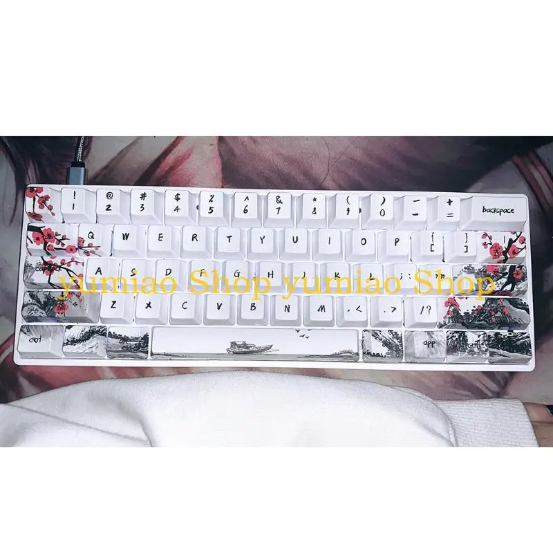 

587B Five Sides Dye-subbed Keycaps Chinese Plum Blossom Theme Choose Laguage DIY