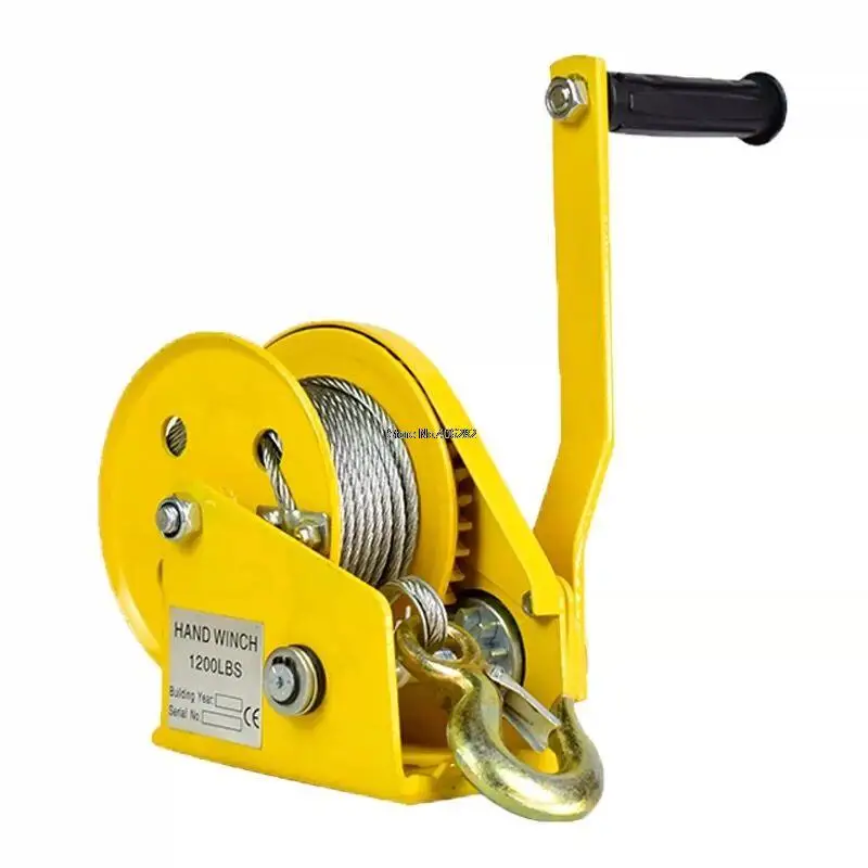 1200lbs Hand Crank Two-way Self-locking Manual Winch Household Small Portable Traction Hoist with Brake Manual Winch