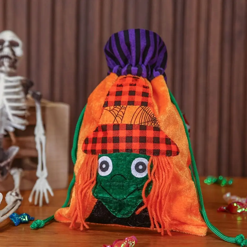 Secchio portaoggetti Borsa per caramelle di Halloween con coulisse Custodia per regali con borsa a corda Borsa per dolcetti o dolcetti Borsa per zucca non tessuta Festival
