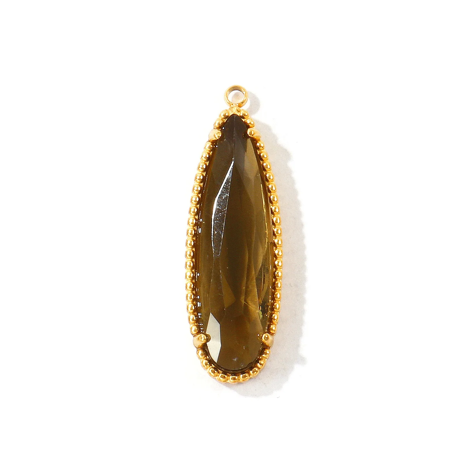 1 Stück, langer, facettierter Glaskristall-Anhänger in Tropfenform, 304 Edelstahl, 18 Karat vergoldet, zum Basteln von Halsketten und Schmuck, 3,6 x 1,1 cm. – Detail 5
