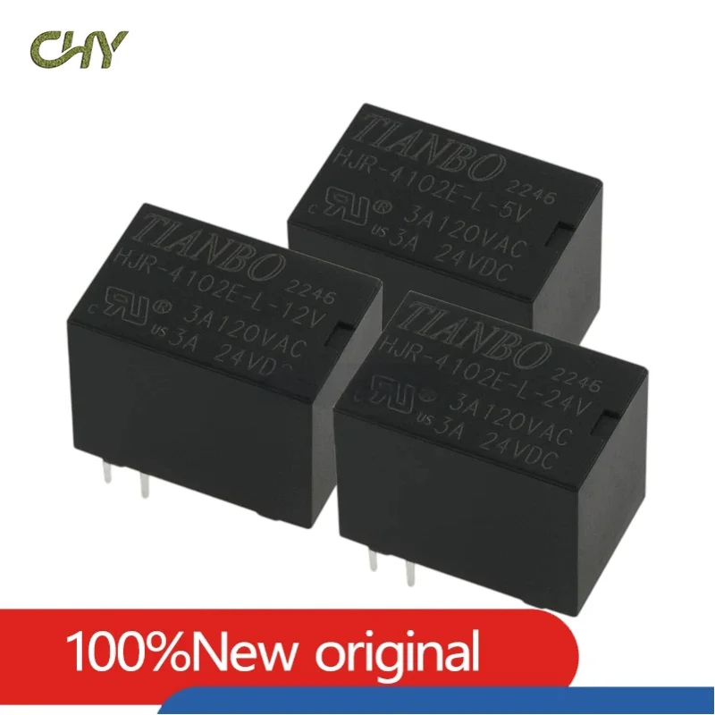 10PCS Original  HJR-4102E-L-5V HJR-4102E-L-12V HJR-4102E-L-24VDC 3A 5 Pin  SPDT Signal Power Relay