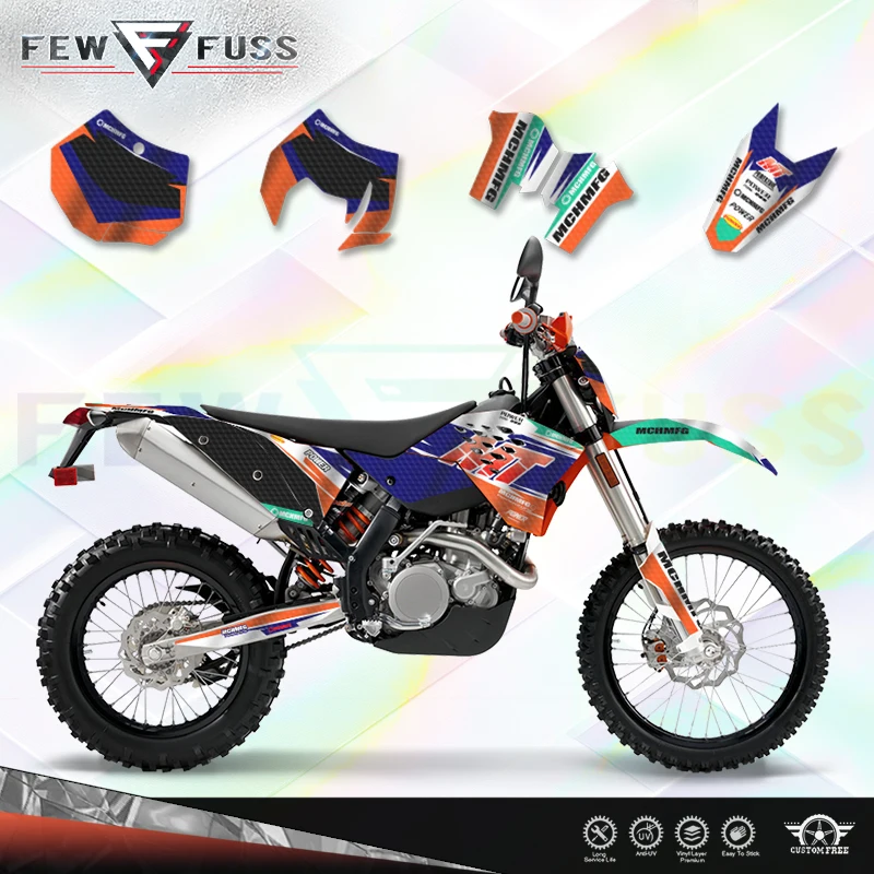 Fewfuss Holographic Chrome Racing Decal Graphics Kit fits KTM SXF 07-10 EXC 08-11 Dirt Bike Stickers 2