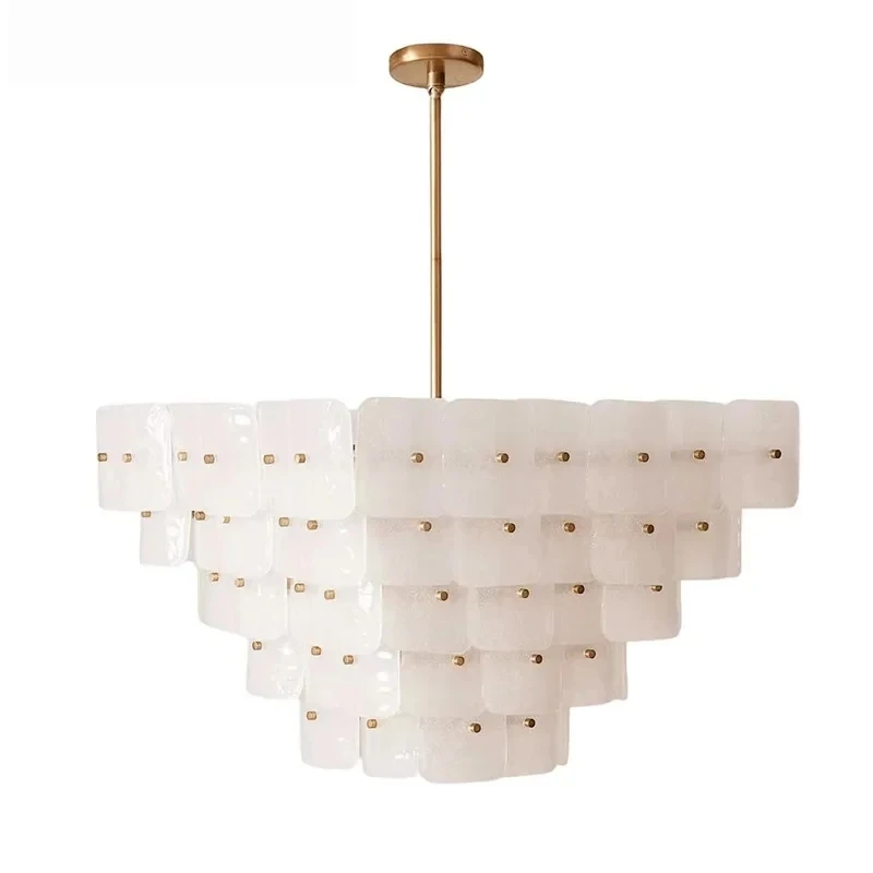 

French Medieval Bedroom Light Retro Master Bedroom Chandelier Square Glass Room Living Room Dining Room