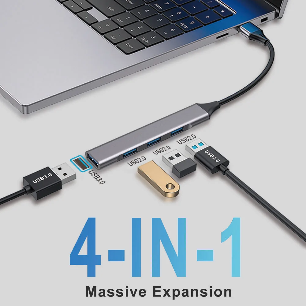 Getatek-Hub USB tipo C 3,0 OTG, 4 puertos, adaptador divisor múltiple, accesorios para portátil, Lenovo, Macbook Pro