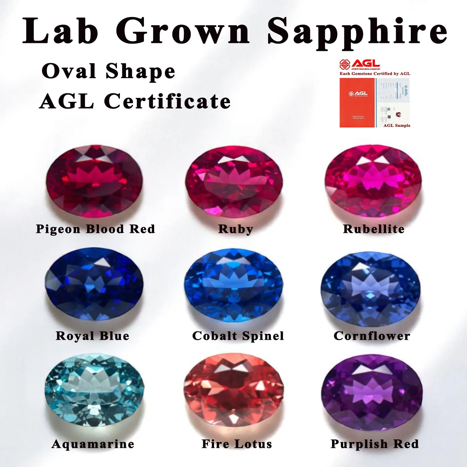 NEW Lab Grown Sapphire Purplish Red Color Oval Cut  Top Quality Gemstones Beads for Charms Jewelry Making Selectable AGL Certifi