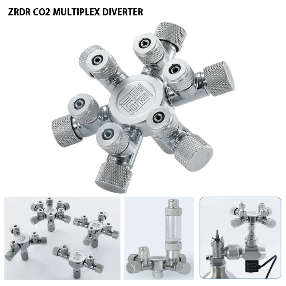 

Aquarium CO2 Shunt Regulator Multi Way Shunt Regulating Valve Aluminum Alloy CO2 Multi-pass 2-6 Shunt Fish Tank Supplies