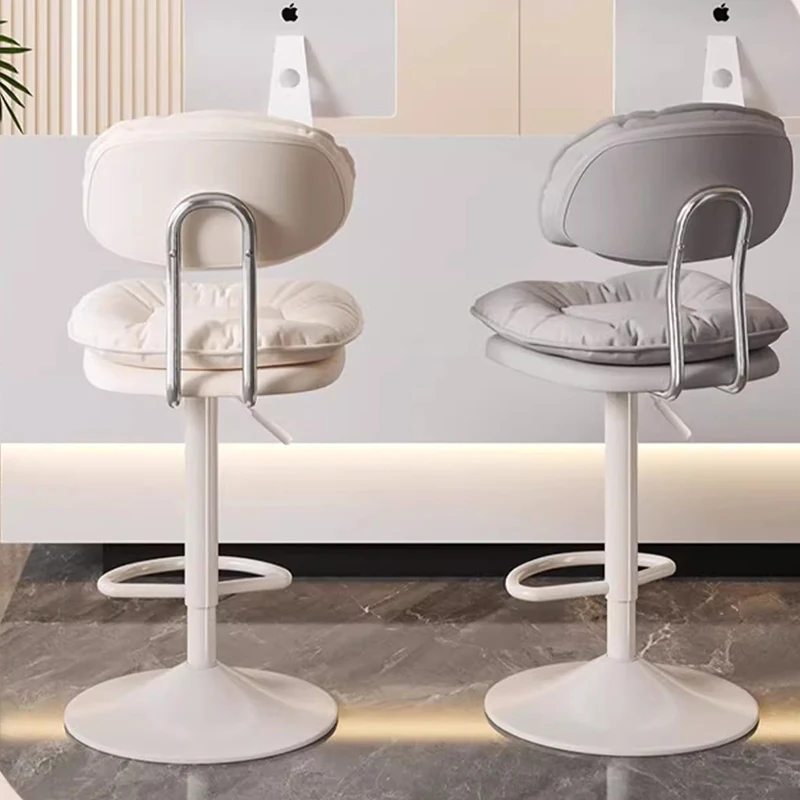 Cream Style Reception Bar Chairs Nordic Office Modern Swivel Bar Chairs High Stool Minimalist Design Bar Furniture Cadeiras LLBC