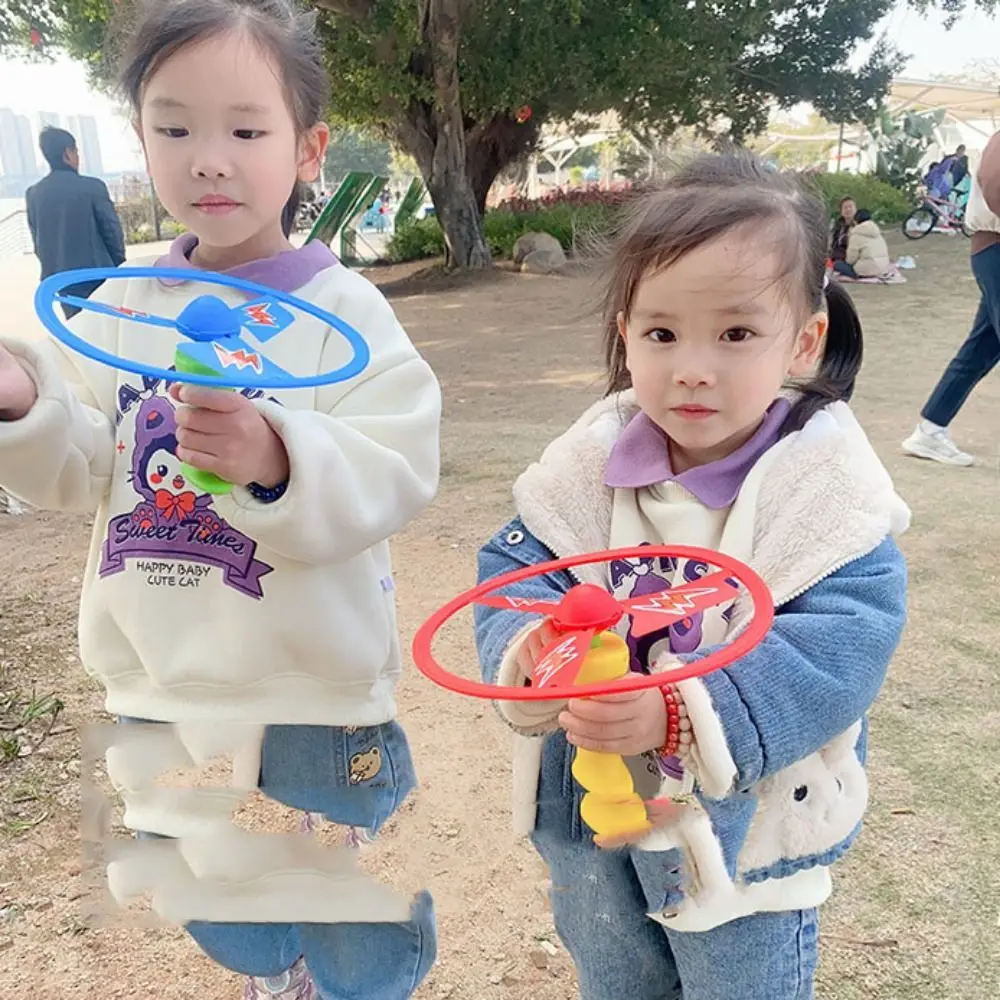 Launcher Spinner Pull Flying Disc Toys Atmosphere Prop Educational Ripcord Sky Spin Toys Cartoon Rotating Dragonfly Toy Outdoor