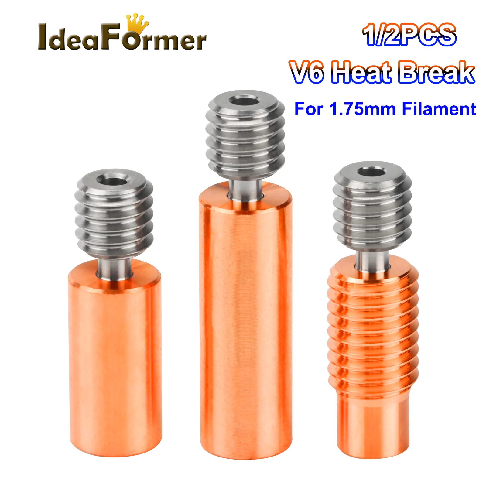 

2PCS All-Metal E3D V6 Throat Heat Break Titanium Alloy Copper 3D Printer Nozzle Throat For 1.75mm E3D V6 HOTEND Heater Block