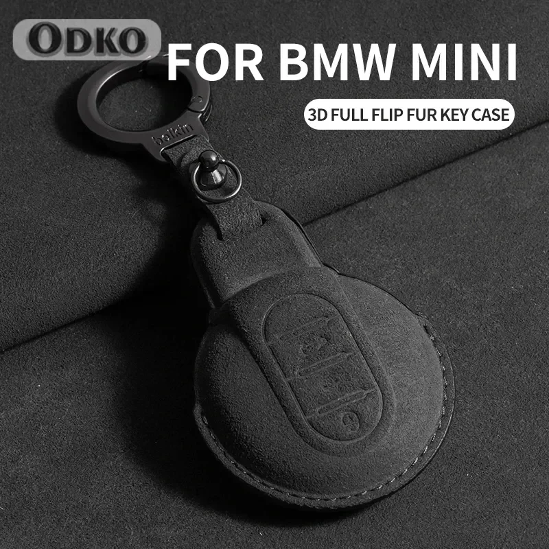 Leather Car Remote Key Case Cover Shell for BMW Mini Cooper JCW F54 F55 F56 F57 F60 Clubman Countryman Auto Key Fob Keychain