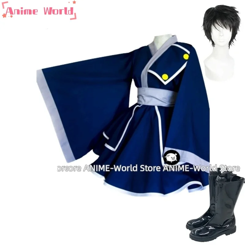 Anime Roy Mustang Blue Women lolita Dress Kimono Wig Shoes Cosplay Costume Cutome-Made Free Shipping