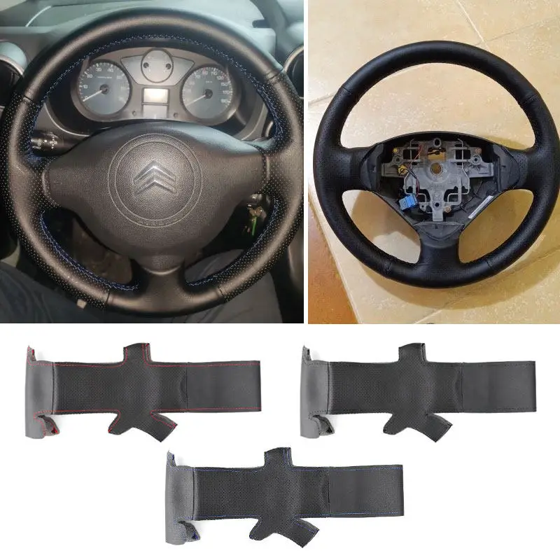 Car Inner Steering Wheel Cover Perforated-Microfiber Leather For Peugeot 207 Expert Partner Citroen Berlingo Jumpy Toyota Proace