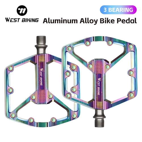 WEST BIKING-Pedal de bicicleta de 3 rodamientos, ultraligero, de aleación de aluminio, antideslizante, ancho, accesorios para bicicleta