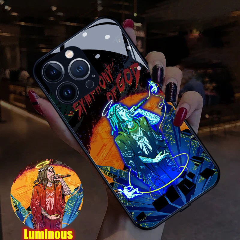 

Rock Jesus LED Light Glowing Luminous Case for Xiaomi 11 12 13 Pro 12S Ultra Redmi K40 K50 K40S Pro Plus Luxury Accessories