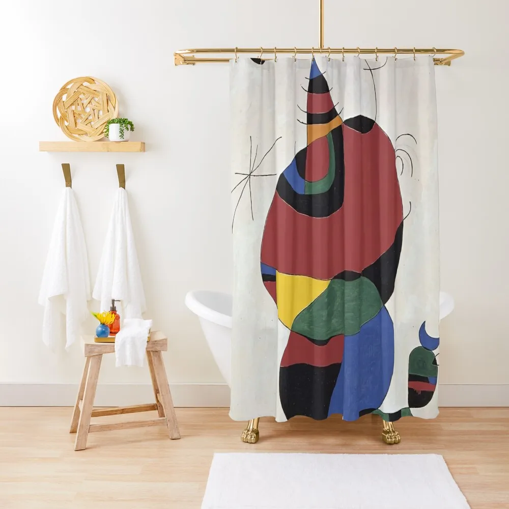 

miro-woman-bird-star Shower Curtain Luxury Bathroom Shower Modern Accessory Bathrooms Elegant Bathroom Funny Shower Curtain