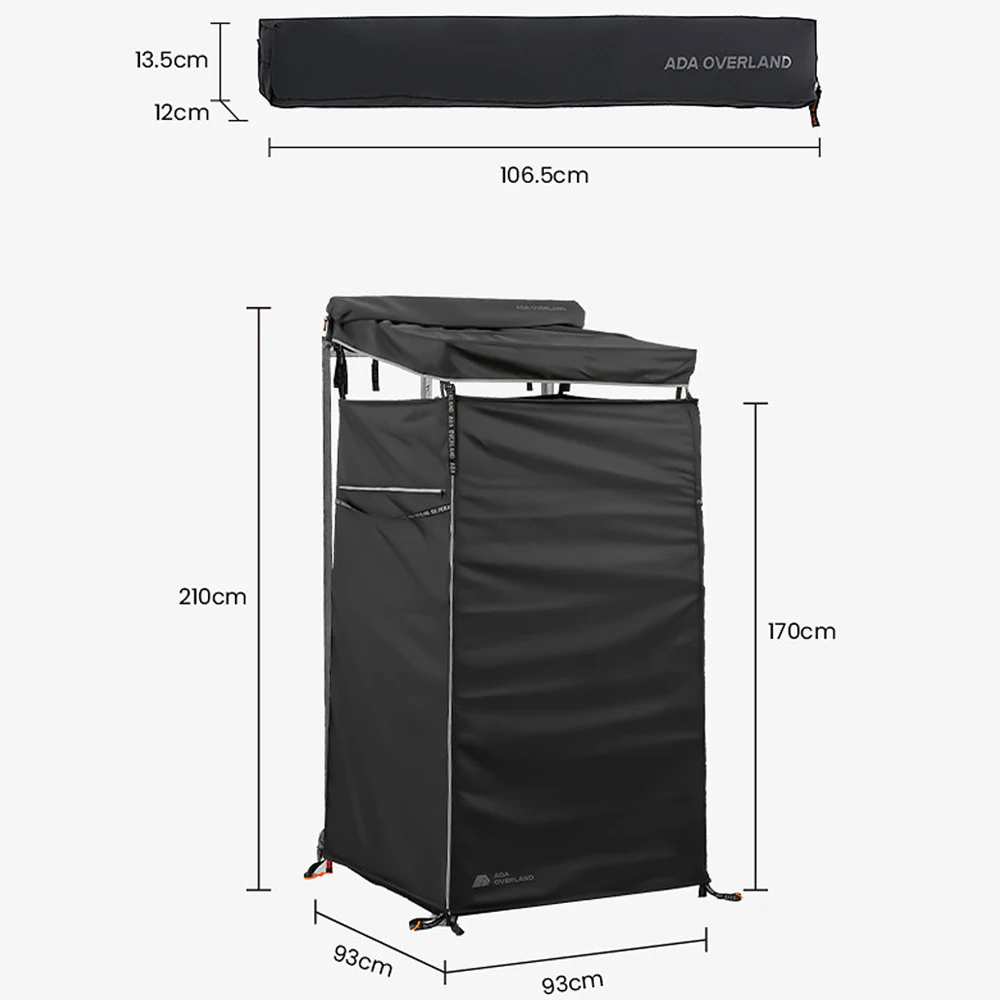 Fast Setup Car Side Ensuite Shower Tent With LED Light Bar Waterproof Overlanding Privacy Room Changing Room For SUV Truck