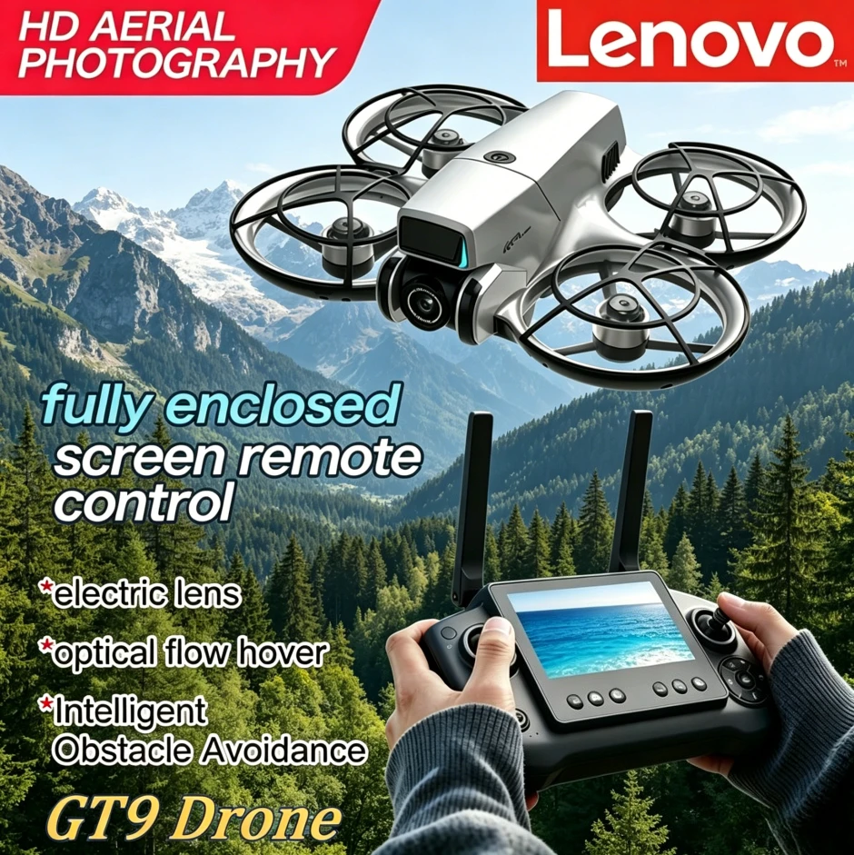 

Lenovo GT9 Professional Quadcopter 4.3" Display Dual Lens 2.4G Optical Flow Positioning Powerful Brushless Motor HD Aerial Drone