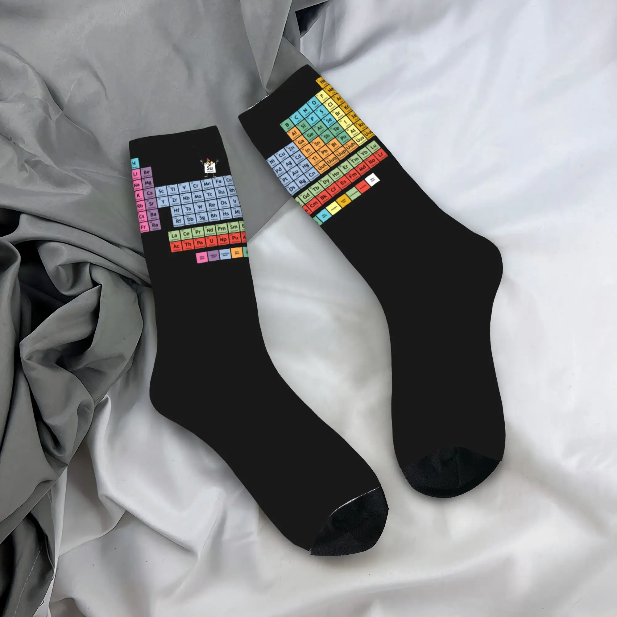 Winterwarme, modische Socken mit dem Element der Überraschung, chemisches Periodensystem, wissenschaftlicher Geek, schweißabsorbierende Fußballsocken
