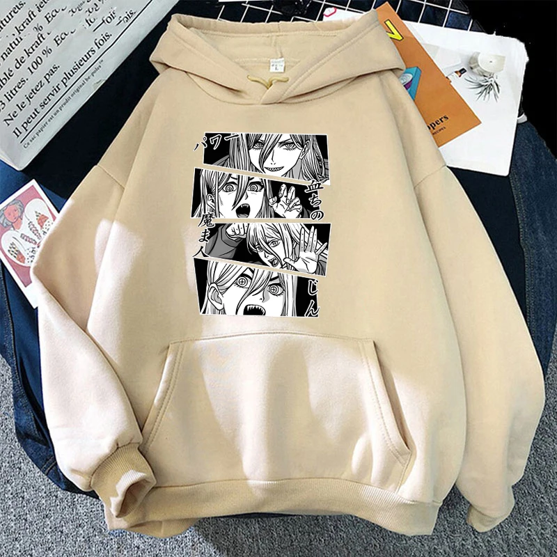 Hot Anime Power Printed Women And Men Hoodies Loose Pullover Hooded Plus Size Autumn And Winter Long Sleeve Couple Sweatshirt