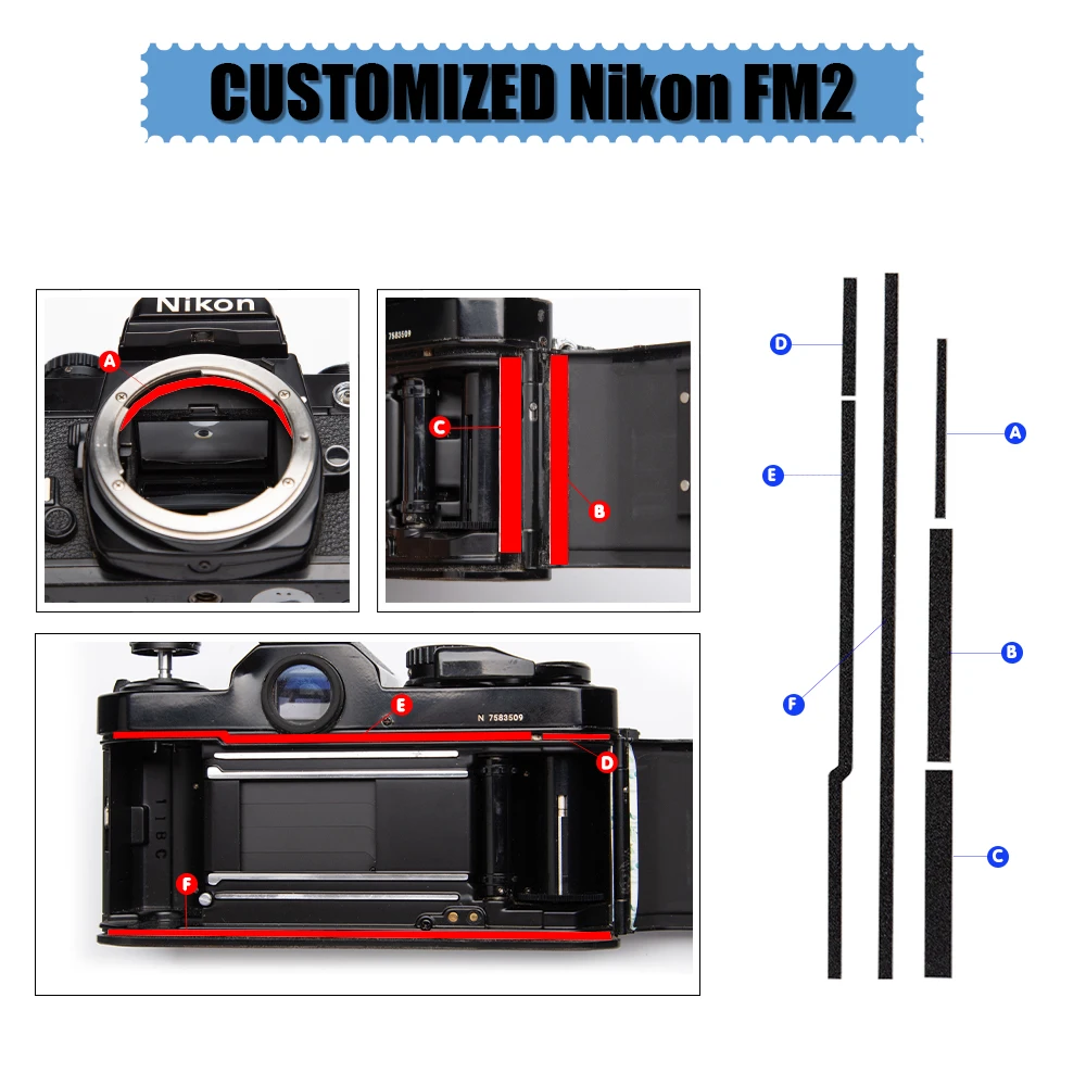 Gąbka ochronna przed przeciekaniem światła, pianka o wysokiej gęstości do zestawów naprawczych aparatów filmowych Nikon FE FM FE2 FM2 FM2N FM2T, gąbka uszczelniająca przed światłem.