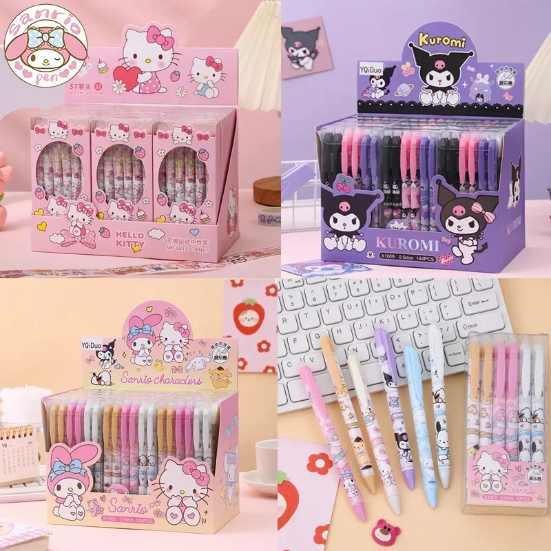 canetas gel apagaveis sanrio criativo ola kitty kuromi pressionado caneta desenhos animados kid escrita caneta azul 05 mm papelaria atacado 12 pcs 01