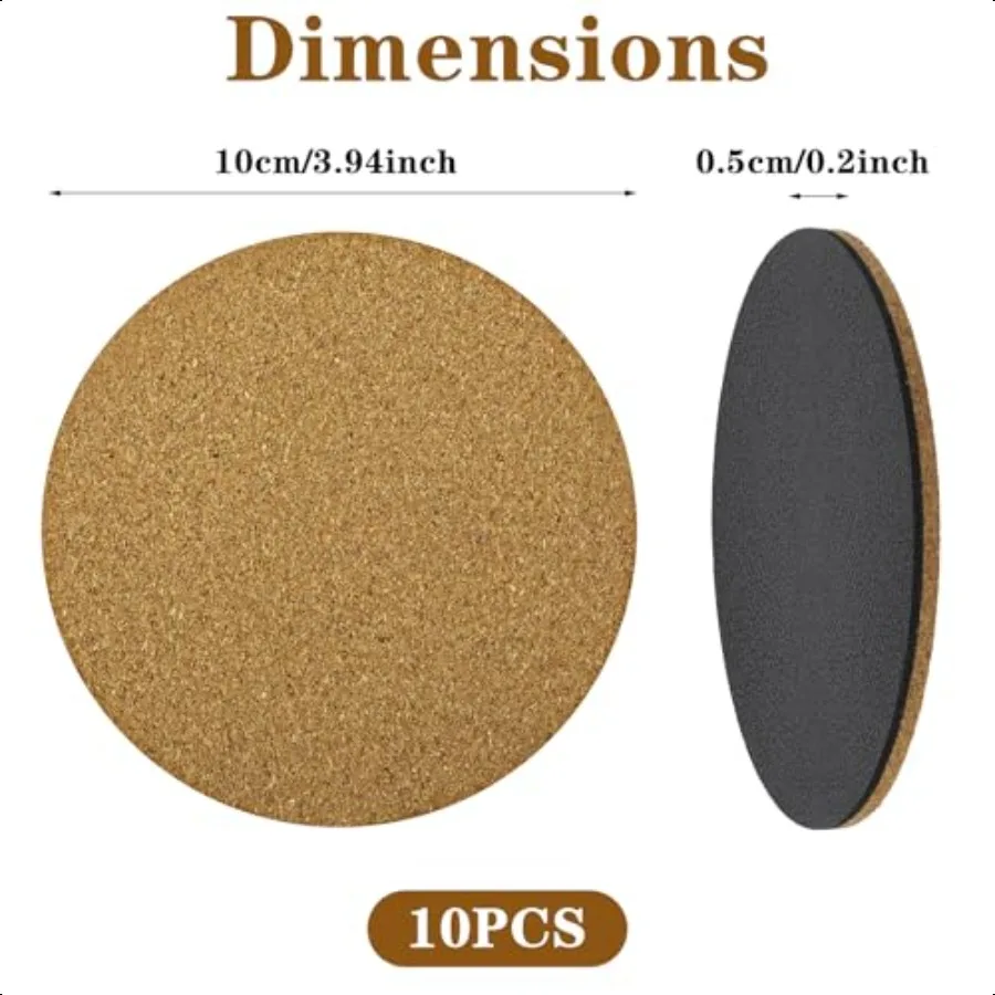 10 قطع من قواعد الأكواب والصحون المصنوعة من الفلين مقاس 4 بوصات تحافظ على العدادات والأرضيات نظيفة وجافة #3