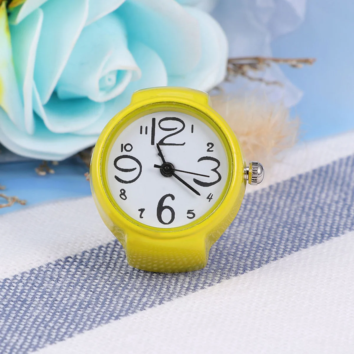 2 pçs chique anel relógio para mulheres masculino na moda relógio de dedo com mostrador de quartzo claro forte construção de aço inoxidável versátil wear