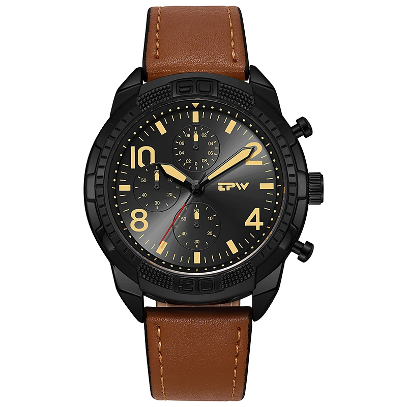 TPW Field Watch For Men Leather Strap Japan Movement Non Chronograph