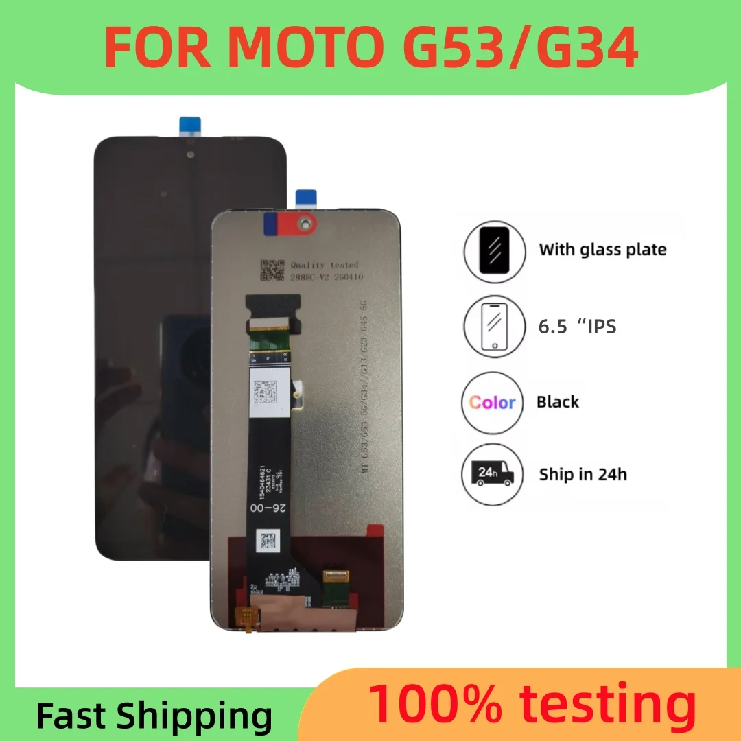 6.5'' IPS For Motorola Moto G53  G34 LCD Display Touch Screen Digitizer Assembly Replacement For Moto G53 G34