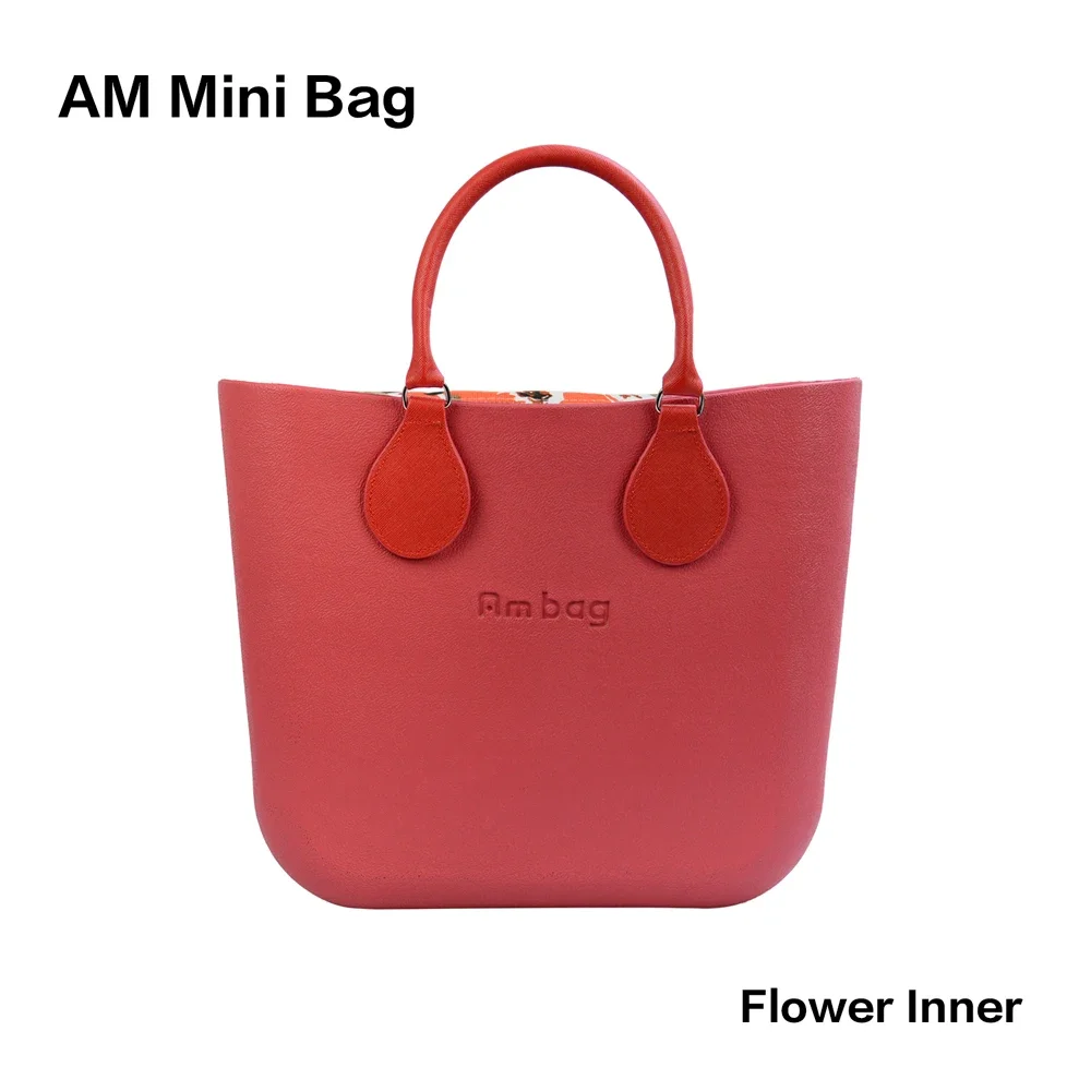 

AMbag Obag O Bag Style Waterproof Mini EVA with Zip-up Colorful Lining Inner Short PU Leather Handles Women Totes DIY Handbag