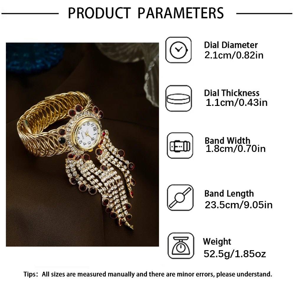 2pcs Set Watch For Women Watches 2023 Luxury Women\'s Rhinestone Diamond Tassel Fashion Versatile Bracelet Watch A Luxury Love Ri