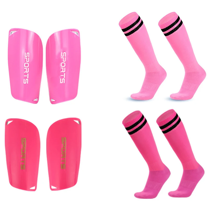 1SET Soccer Pads Set With Shin Sleeves And Long Soccer Socks Soccer Shin Guards 2 Piece Set Soccer Exercise Gifts