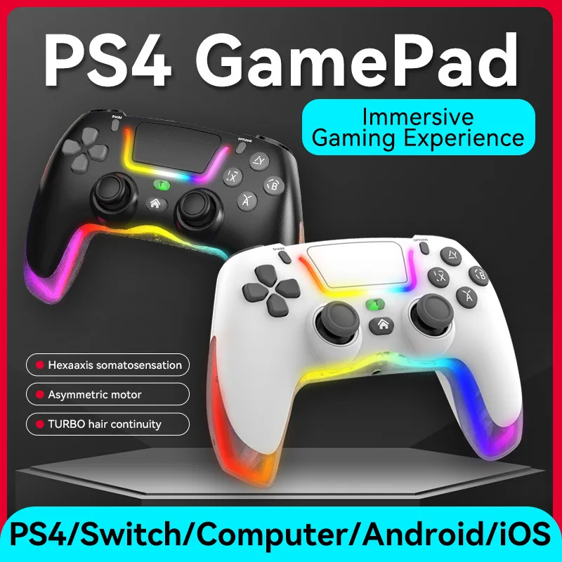 Kontroler PS4 Gamepad Bluetooth nirkabel Universal, lampu sorot cocok untuk IOS/ Android/ PC/komputer/Switch