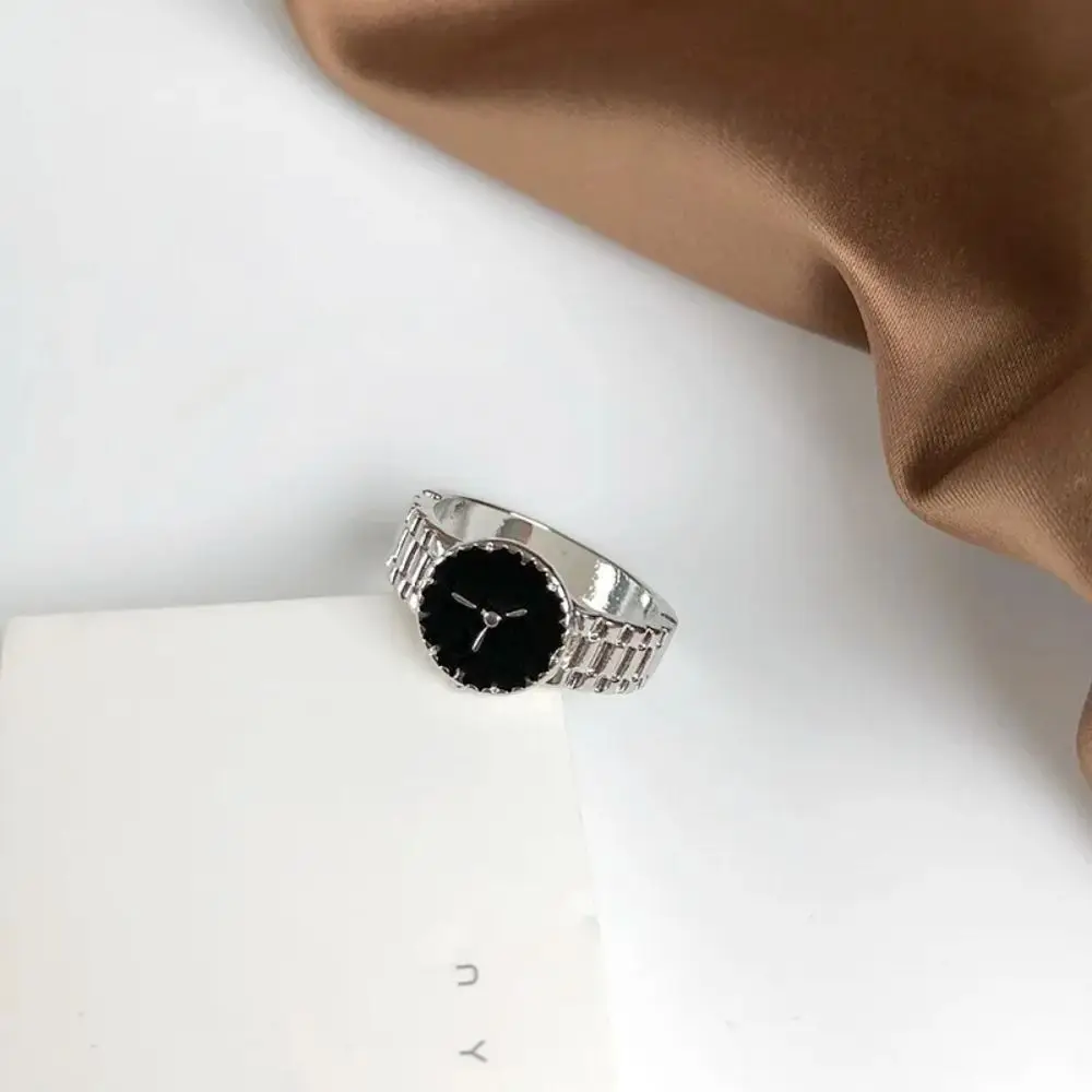 الإبداعية سبيكة ووتش شكل خواتم خمر الشرير ووتش البنصر هدية مجوهرات قابل للتعديل افتتاح خواتم الرجال