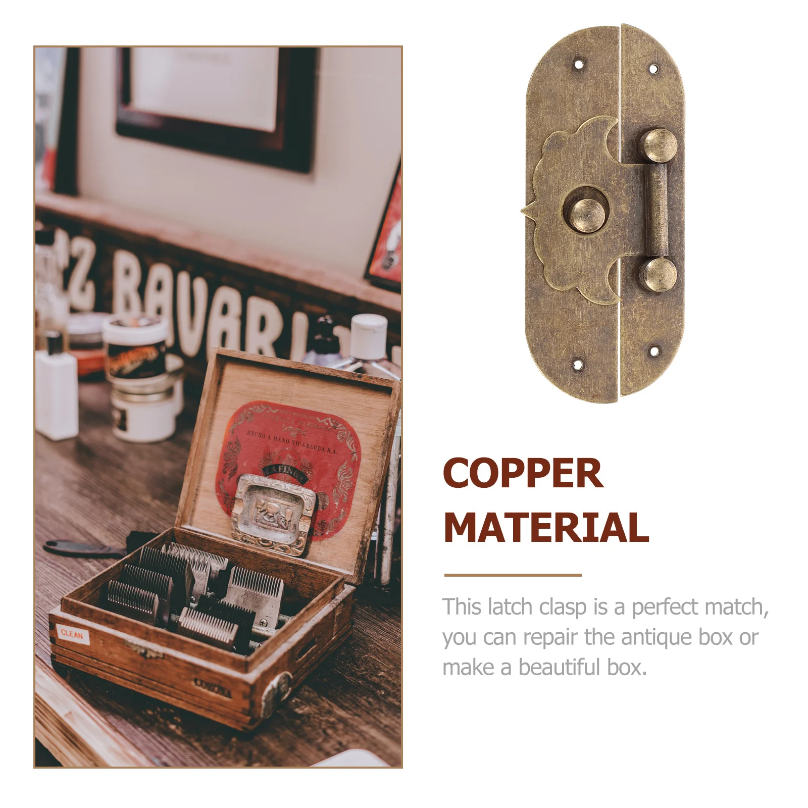 

Copper Box Latch Hasp Vintage Jewelry Box Latch for Wooden Case Suitcase Cabinet Jewelry Boxes Buckle Wood Boxes Buckle