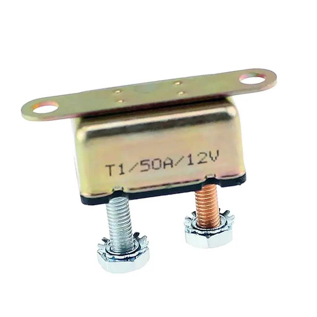 Circuit Breaker Fuse 50A Auto Resetting 12 to 28V Stud Mount Battery Protector for Automotive and Marine Use
