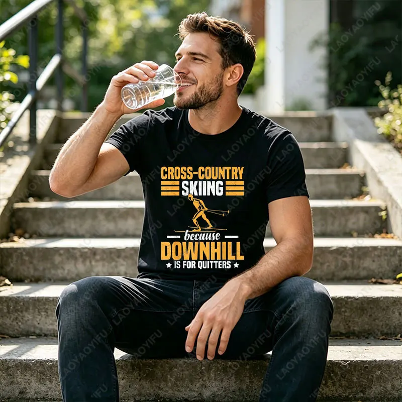 Freestyle Skier Cool Ski Tricks Aerial Ski Stunts T-shirt Short Sleeve Round Neck Casual Tshirt Perfect for Outdoor Sports Wear
