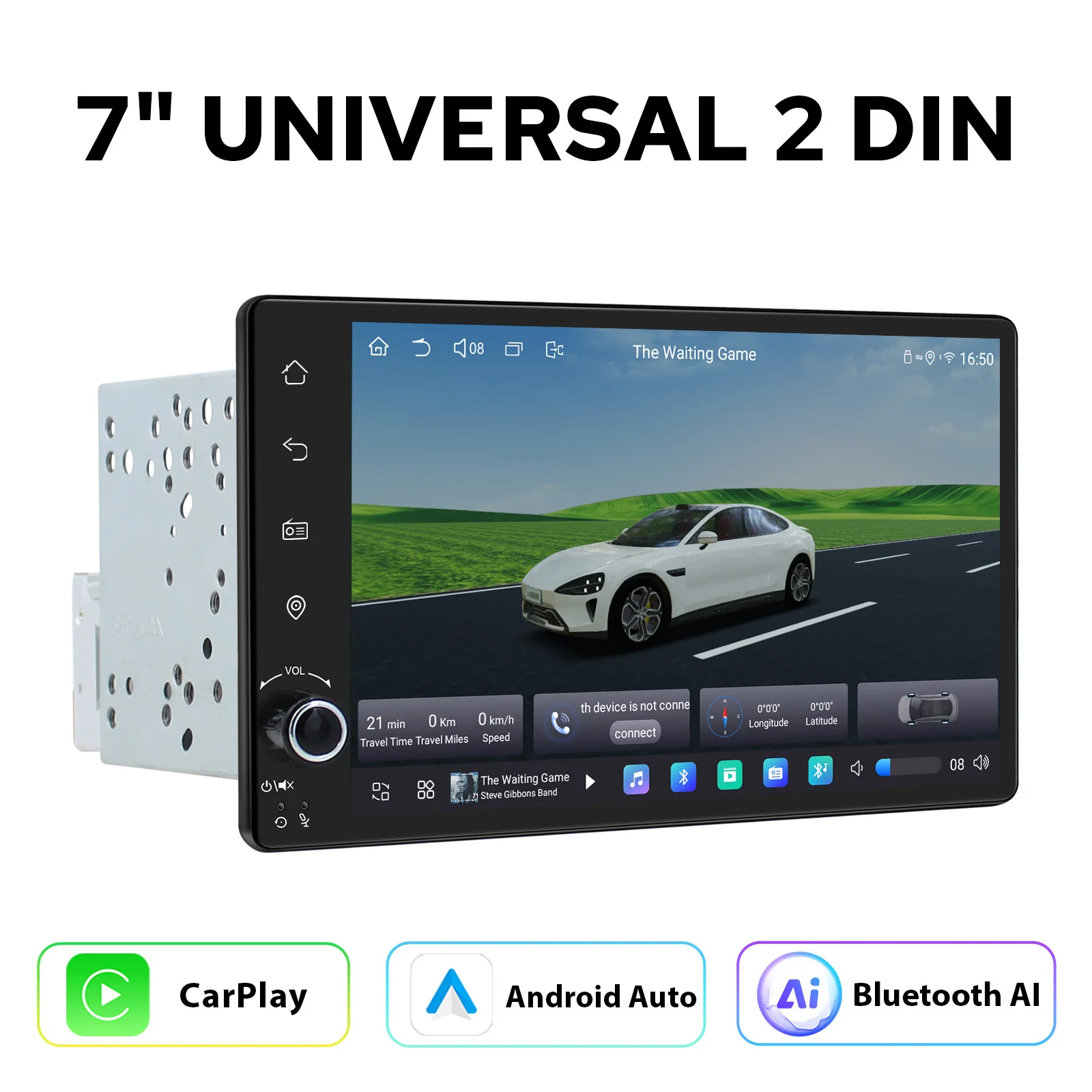 JOYING 7" Double 2 DIN Universal Car Stereo Wireless Apple CarPlay Android Auto Bluetooth FM Radio MP5 Player SWC Backup Camera