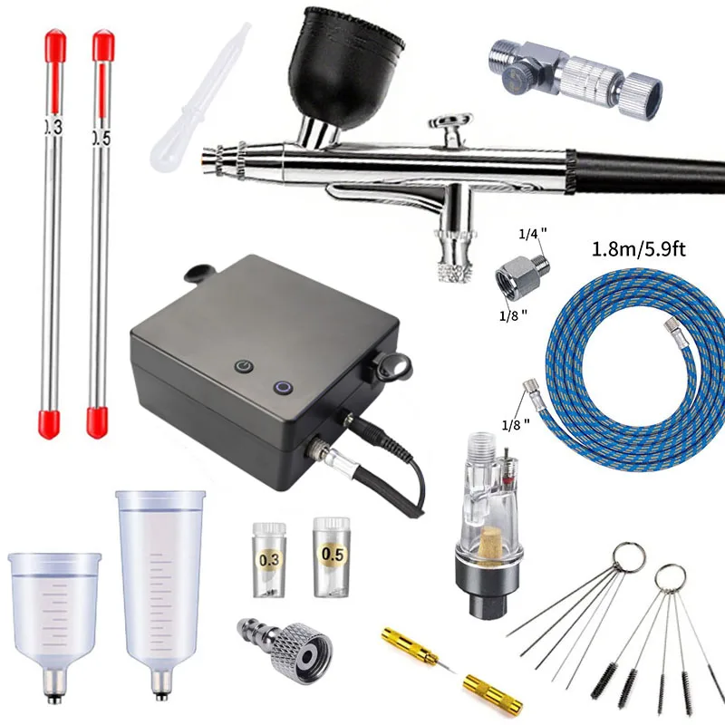 

Compressor airbrush kit for makeup, manicure paint, tattoos with 40psi automatic stop compressor kit