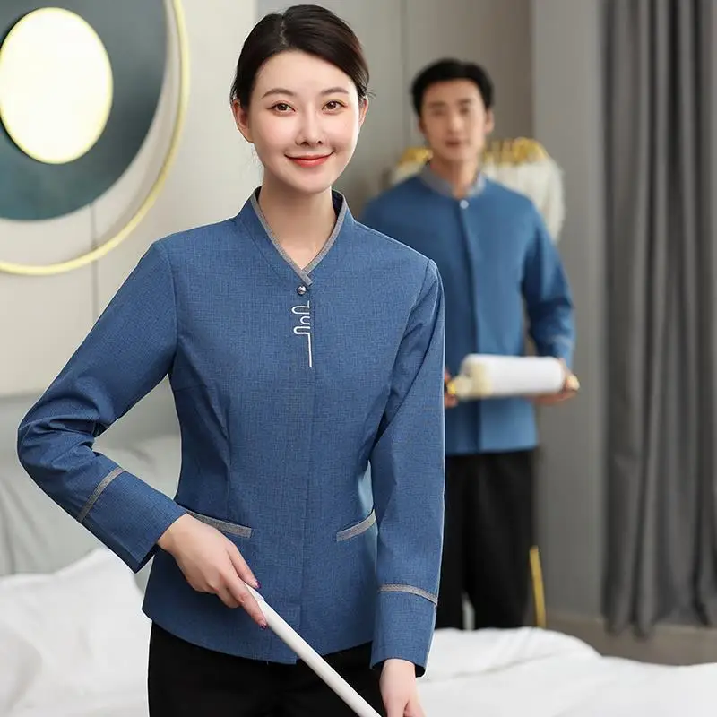 

Work Clothes Long Sleeve Hotel Guest Room Property Cleaner Aunt Spring and Autumn Clothing Cleaning Service Uniform Sho