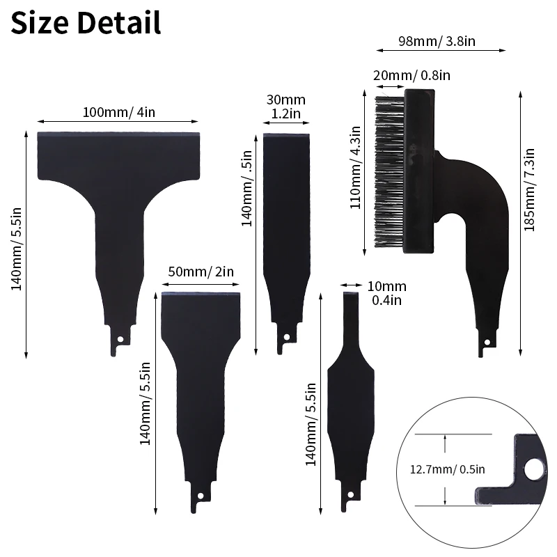 Reciprocating Saw Spatula Brush Set Includes Reciprocating Saw Shovel and Wire Brush for Removing Rust Dirt