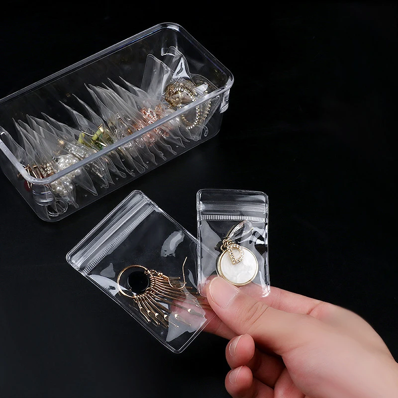 Anti-oxidation jewelry box earring earring necklace jewelry storage box portable earring ring storage bag artifact transparent