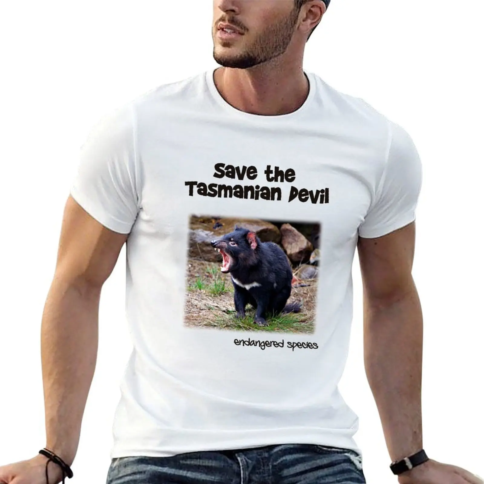 

save the Tasmanian Devil T-Shirt man t shirt cotton t shirts cotton 100% t shirts for man cotton soft T-Shirt