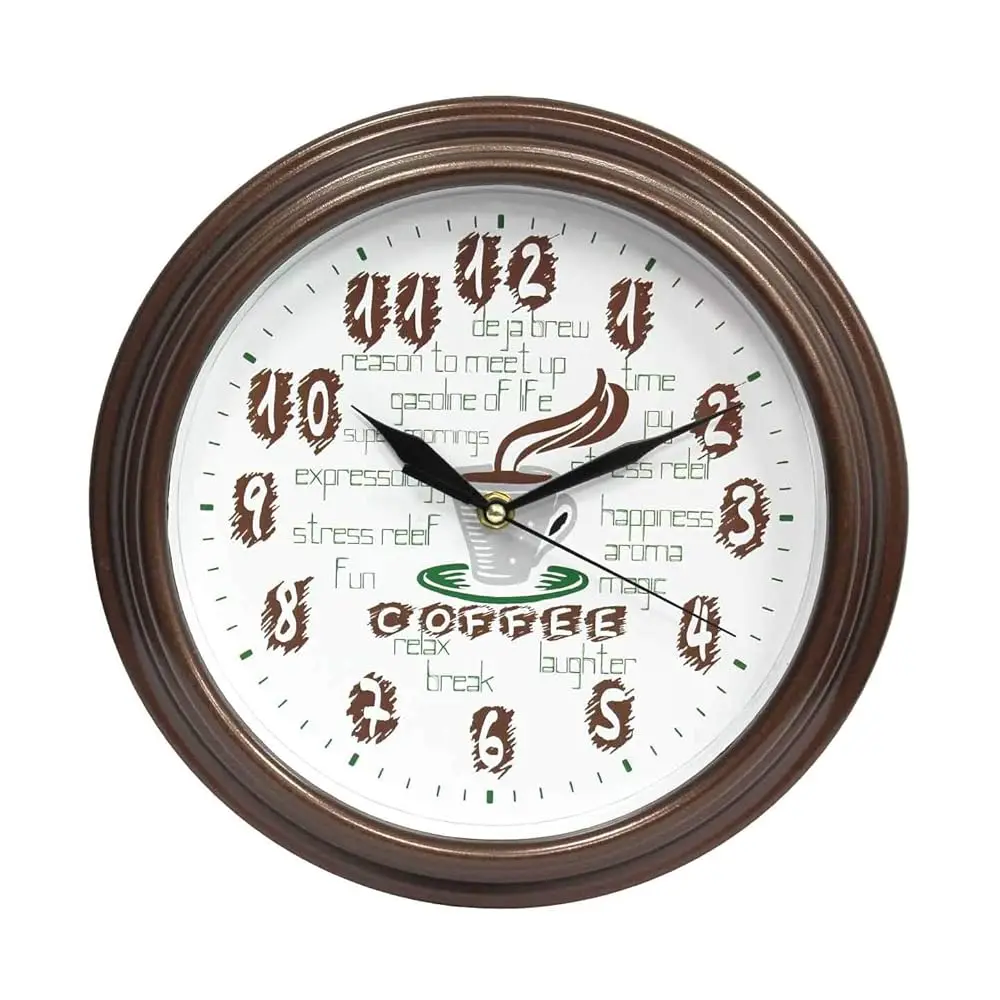 

Wall Clock, 12 H Quality Quartz Battery Operated Round Easy To Read Home/Office/School Clo (Brown, Ticking)