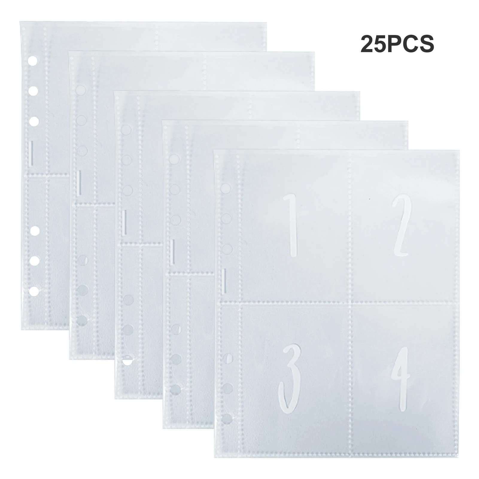 25sheets Binder Pocket Portable School Document Practical Cash Multifunctional Photo Clear Lattice For A5 Loose Leaf Home Office