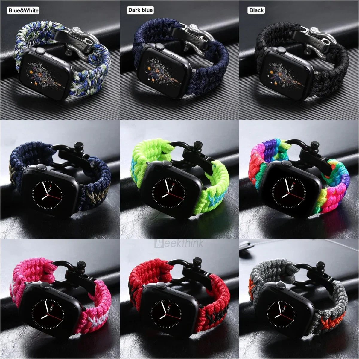 Survival Outdoor Braided Nylon strap For Apple Watch Ultra2 series 9 8 7 6 SE 5 4 3 49mm 41 45 40 44mm 42 sports Bracelet correa