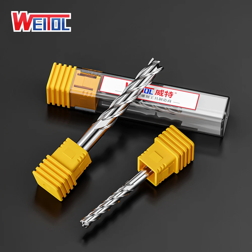 WeiTol 1 pz 4/6mm 4 flauti fresa a spirale fresa in metallo duro utensili da taglio CNC per vendere legno, acrilico, MDF, PVC