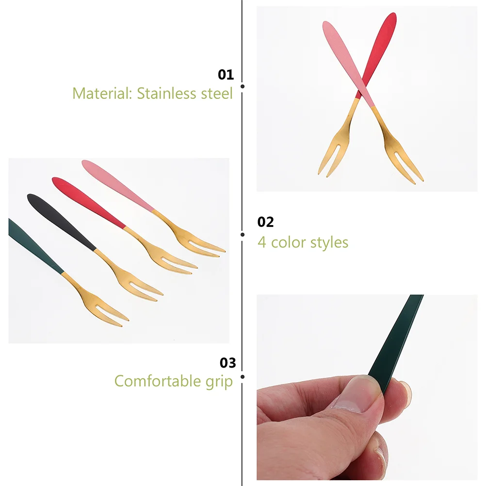 

5 Pcs Stainless Steel Dessert Forks Lightweight Polished Edge Fruit Salad Party Food Picks Home Restaurant Hotel Use