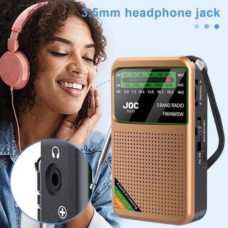 Pocket Radio Portable Mini Full Band Radio AM/FM/SW Radio With Rechargeable Battery Support Earphone Mini Radio For Old-A22K